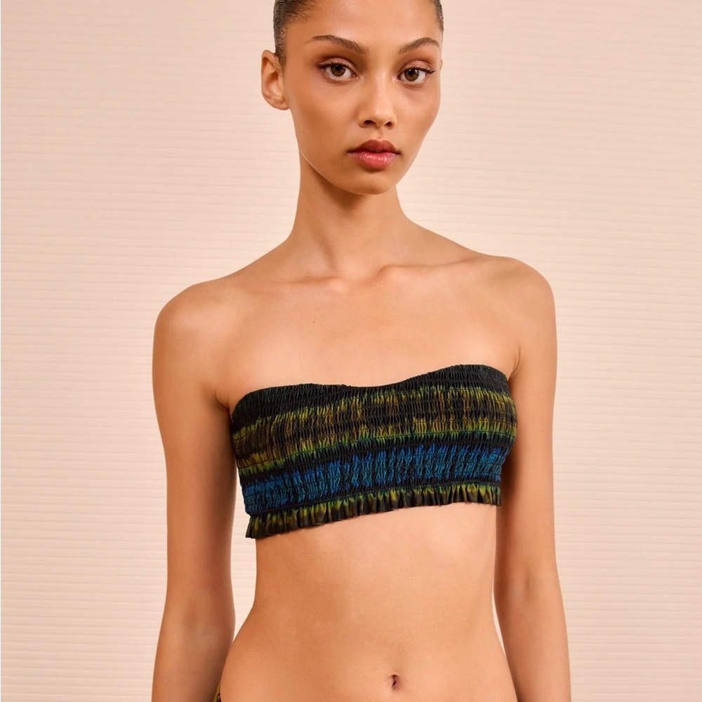 Ulla Johnson Smocked Bandeau Bikini Top